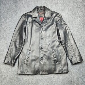 Rogue Reilly Olmes Soft Leather Coat Mens Medium Black Overcoat Lined Classic